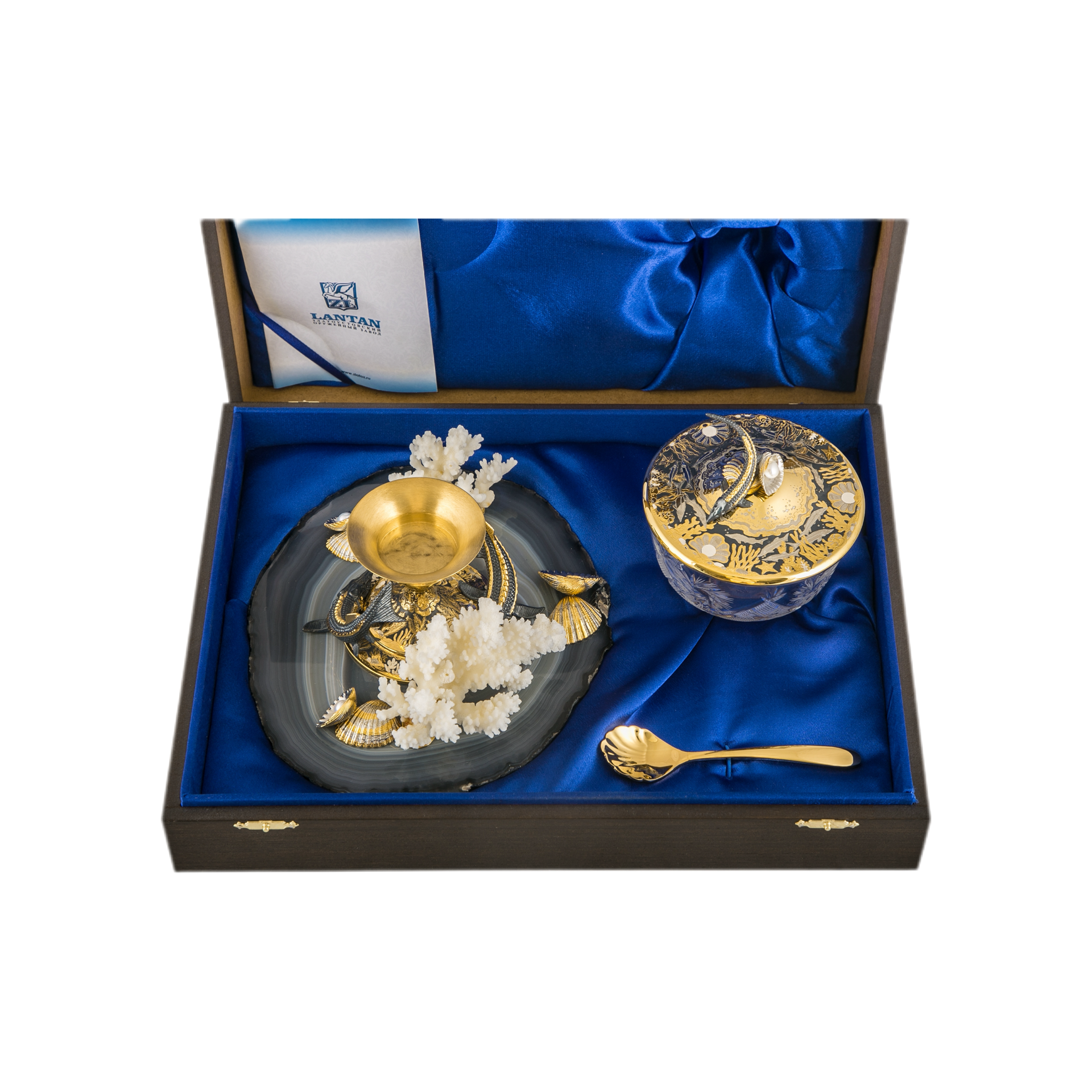 Икорница "Дары моря" (агат, коралл)