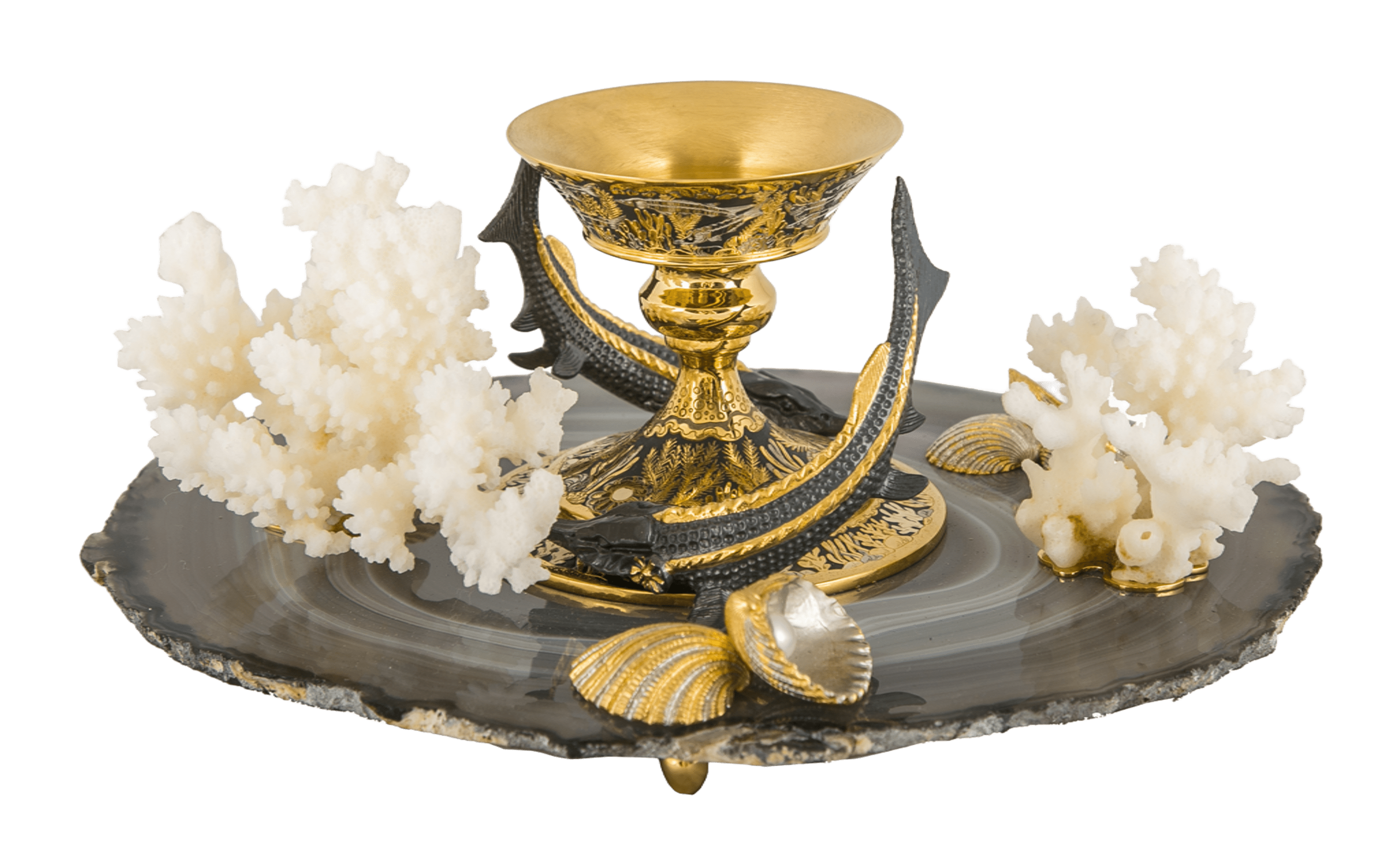 Икорница "Дары моря" (агат, коралл)